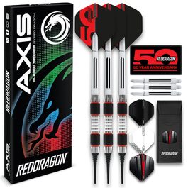 Дарти RED DRAGON Axis Softip 18/20g Tungsten - комплект (стрілки, пір'я, дротики, кейс)
