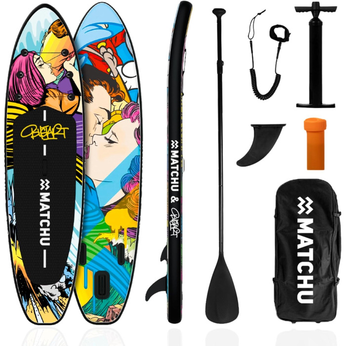 Надувне SUP Board MATCHU Limited Edition з сертифікатом та комплектом. Розмір 320x81x15 см, вантажопідйомність 150 кг, Art Collection (BustArt Collection)