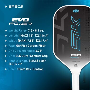 SLK Evo Power Hybrid: ракетка для піклболу, гібрид скловолокна та карбону 2024 | Потужна, синя
