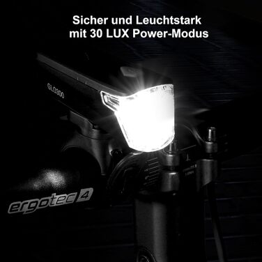 LED-велофара з заднім ліхтарем, 30/15 Lux, сертифікована StVZO, акумуляторний комплект велосипедного освітлення