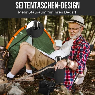 Складний туристичний стілець JONRRYIN для кемпінгу та відпочинку на природі: легкий, з кишенями та сіткою на спинці