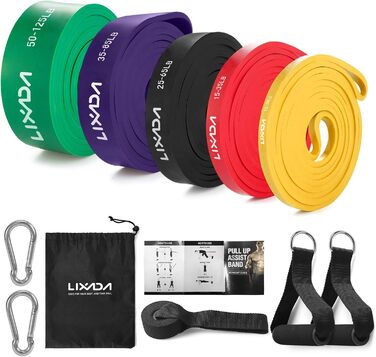 Набір фітнес-гумок Lixada з натурального латексу з дверним анкером, ручками з піни та сумкою для силових тренувань