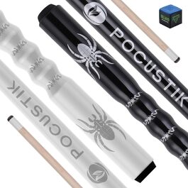 Набір для більярду Pocustik: 2 шт. кийки, канадський клен, 147.3 см, ергономічні, для дому, синій/фіолетовий або чорний/червоний