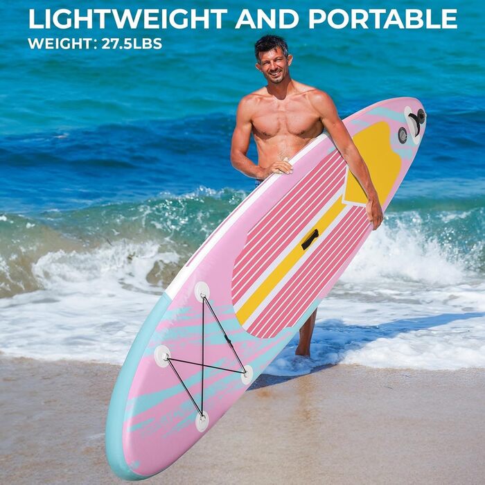 Надувний SUP дошка Stand Up Paddle 305 см для дорослих, рожева. Комплект з аксесуарами, для будь-якого рівня підготовки, вантажопідйомність 200 кг (2 особи)