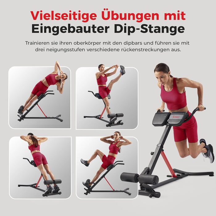 Roman Chair Sunny Health & Fitness: Складний тренажер для пресу та спини, регульований нахил, для дому