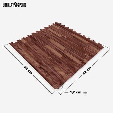 GORILLA SPORTS® Захисні мати EVA, 6 шт, 60x60x1,2 см, антиковзні, для підлоги, спортзалу, фітнесу, вибір кольору