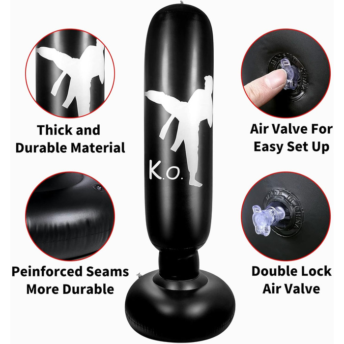 Дитячий боксерський мішок YAVOCOS 160 см, надувний боксерський мішок для дітей, підлітків та дорослих, для кікбоксингу, карате, ММА, боксу, домашніх тренувань