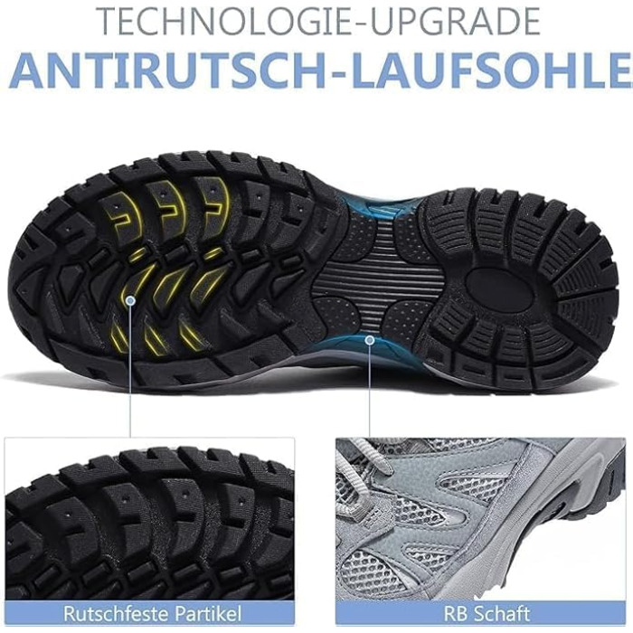 Черевики для туризму чоловічі Outdoor, підошва не слизька, дихаючі, трекінгові, легкі, комфортні, чоловічі черевики для хайкінгу (42 EU, світло-сірий, чорний)