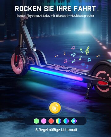 Дитячий електросамокат FanttikRide C9 Apex з Bluetooth-музикою, LED-підсвіткою, регульованою висотою, складний, для дітей від 8 років, швидкість до 16 км/год, запас ходу 8 км, для хлопчиків та дівчаток