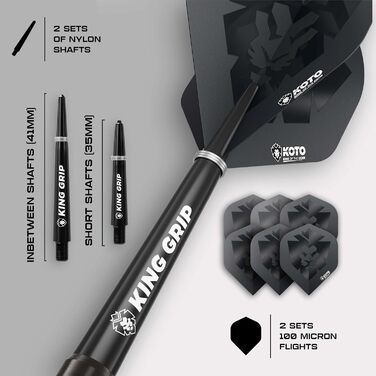 Дарти KOTO Sting Black 90% Tungsten (27г) - професійний набір стільців дартс з додатковими пір'ями та дротиками