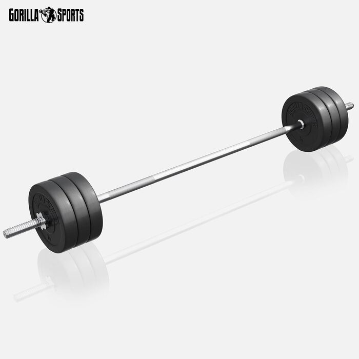 GORILLA SPORTS® Лава для жиму з гантелями 40 кг, 170 см штанга, тренажер для ніг, батерфляй, станція для віджимань, стійка для біцепса, фітнес-станція, силова станція з довгою штангою, чорна