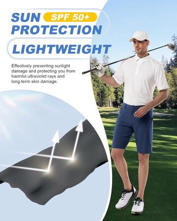 Чоловічі шорти для гольфу Outdoor Ventures UPF 50+ Stretch Dry Fit, швидкосохнучі бермуди з кишенями, темно-сині, розмір 32
