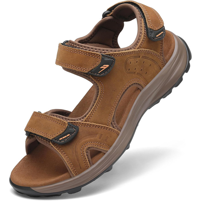 Чоловічі сандалі FLARUT для туризму та відпочинку на природі. Зручні сандалі з натуральної шкіри для літа. Розмір 40 EU, Колір: Коричневий