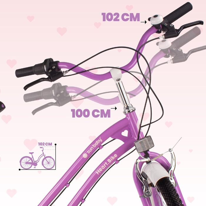 Дівчача дитяча велосипед Sun Baby 20 дюймів, 6 швидкостей Shimano, регульоване сідло, біло-золотий колір (24 дюйми, фіолетовий)