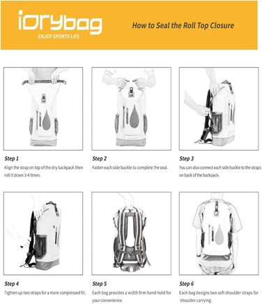 Водонепроникний рюкзак IDRYBAG 30L з PVC, для каякінгу, кемпінгу та подорожей (сірий)