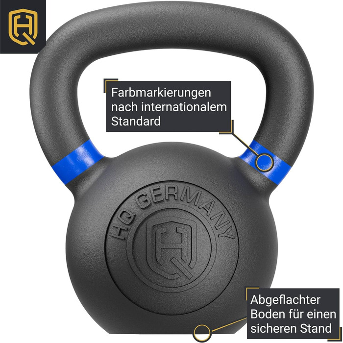 Гиря HQ Germany 12 кг з порошковим покриттям, литий чавун, ±2% відхилення, стартовий набір