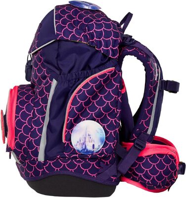 Дитячий ергономічний шкільний рюкзак ergobag Schulranzen-Set, набір з 6 предметів для 1 класу початкової школи, Перламутровий ведмідь - Фіолетовий