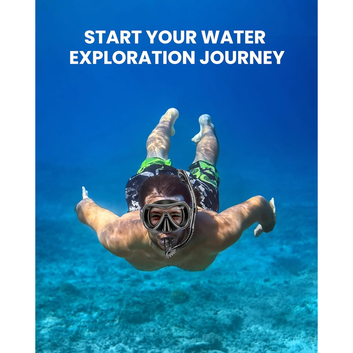 Набір для снорклінгу OutdoorMaster Mobula для дорослих: маска, трубка, ласти. Сірий/Чорний, S/M. Панорамний огляд, антизапарник, суха трубка