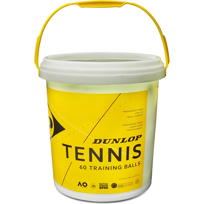 Тенісний м'яч Dunlop Training, жовтий, 60 шт. - для тренувань та коучингу, відро 60 шт.