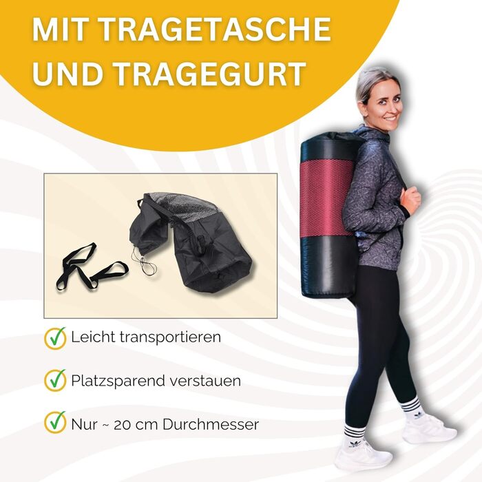 М'яка тренувальна мат Muawo для фітнесу, йоги та гімнастики | Нековзна, товста та довга | Рожева 190 x 60 x 1,5 см