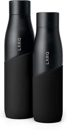 Пляшка для води LARQ Movement PureVis 950 мл, легка, неізольована, з нержавіючої сталі, з УФ-очищенням, багаторазова, для подорожей, чорна