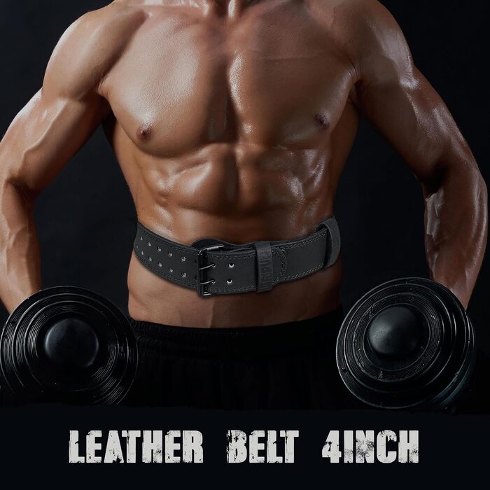Пояс для важкої атлетики та пауерліфтингу Fitness (4” & 6”), регульований тренувальний ремінь для силових тренувань, бодібілдингу та фітнесу, чорний, розмір M