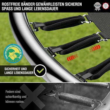 Батут Ultrasport SICHERSTE для дітей на вулицю, діаметр 180-430 см, до 150 кг, безпечне мережеве комплектування, тиха пружина, блакитний, для саду