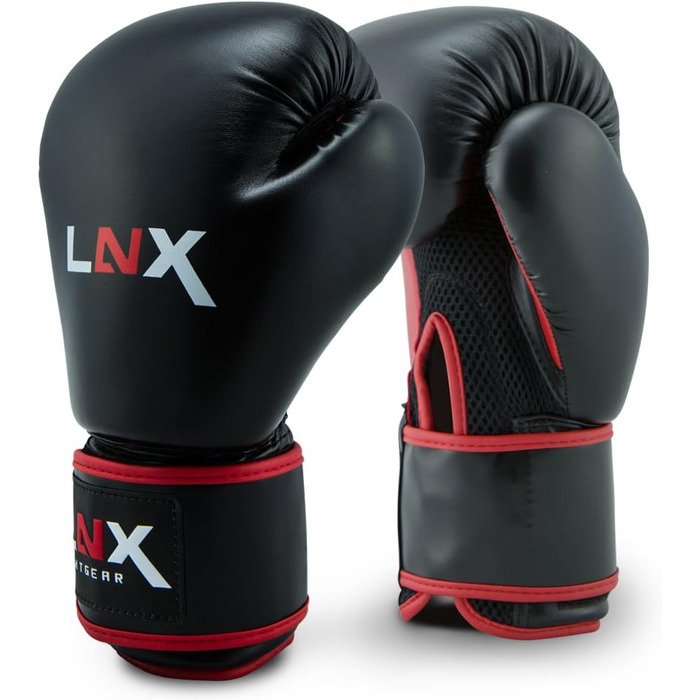 Боксерські рукавички LNX Pro Fight Evo 10 oz, чорні/червоні, для боксу та кікбоксингу