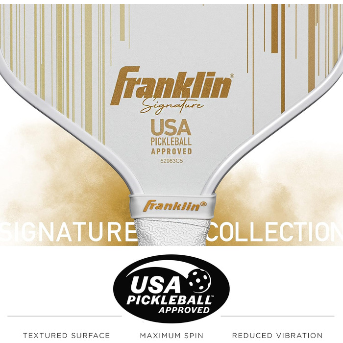 Професійна ракетка для піклболу Franklin Sports Signature Series з покриттям MaxGrit, турнірна, сертифікована USAPA