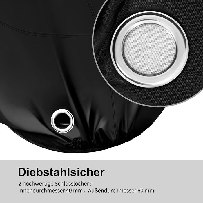 Водонепроникний чохол для мотоцикла WOLTU з тканини Oxford 210D, захисний тент від дощу, пилу та UV-променів з отворами для замків, 245×105×125 см, чорний