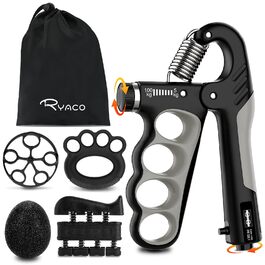 Ryaco Handtrainer: Розширювач для пальців та рук (5-100 кг), 6 предметів - тренажер для кисті, силовий хват, м'ячик для зняття стресу