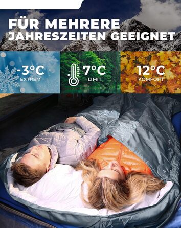 Сплячий мішок KingCamp для двох осіб, зимовий, для кемпінгу, сірий