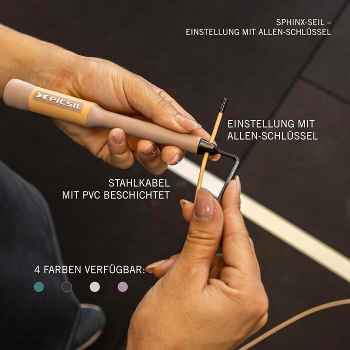 Стрибковий скакалка PICSIL Sphinx: регульована, з алюмінієвими ручками, для крос-тренінгу, фітнесу та Double Unders (білий)