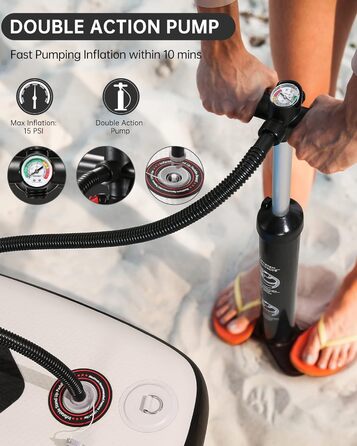 Надувне SUP дошка BODIOO для веслування, йоги, риболовлі. Комплект з аксесуарами: насос, весло, лінія, рюкзак. Підходить для дорослих, молоді та дітей. Білий колір.