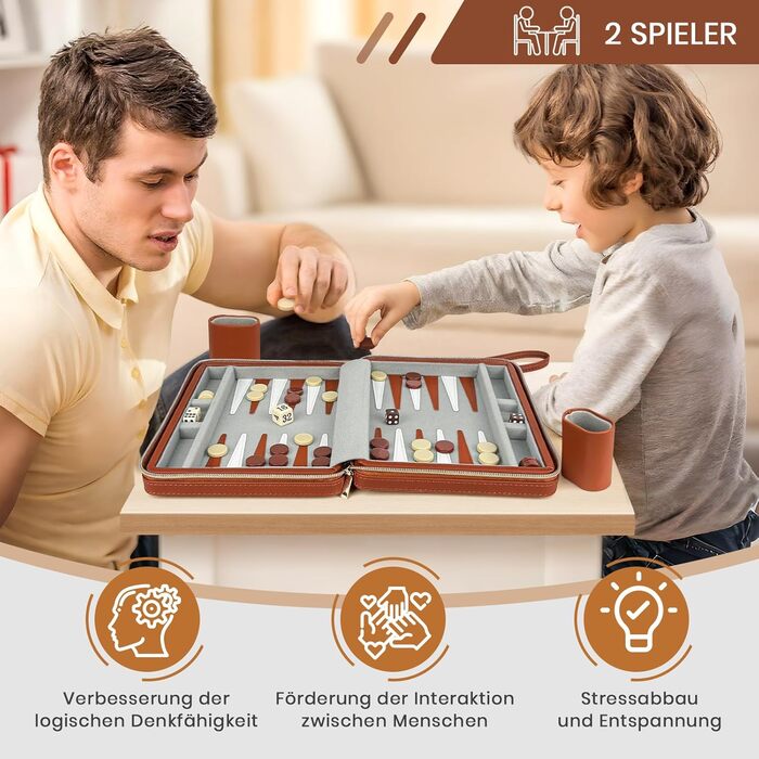 Набір для гри в нарди Lohofrnny, переносний, класичний, для дорослих та дітей (колір: коричневий)