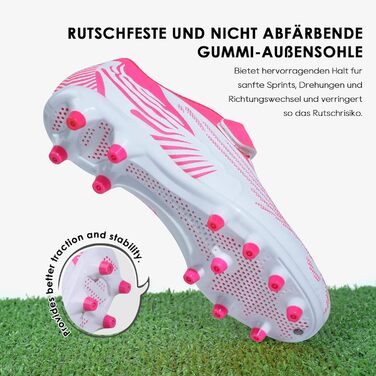 Дитячі футбольні бутси JABASIC для жорсткого поля, розмір 30 EU, білий/рожевий