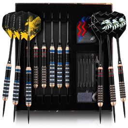 Дарти Turnart Metallspitze - Професійний набір дротиків 6 шт (22/24 г, блакитні) з латунними корпусами та сталевими наконечниками