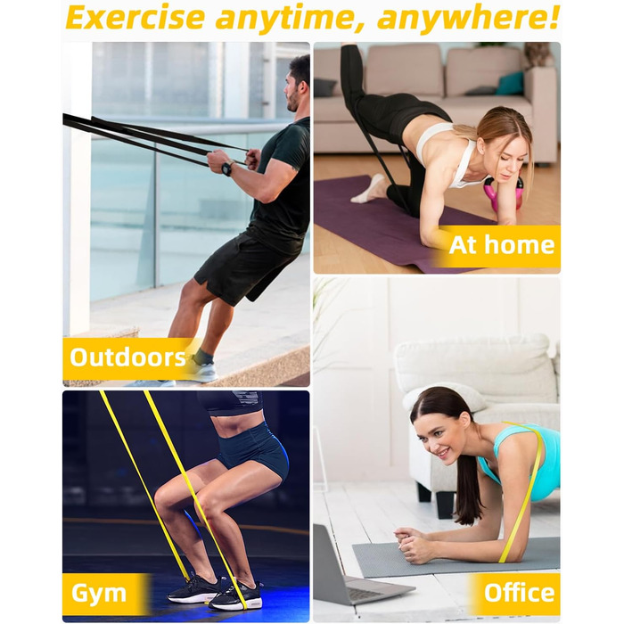 Набір еластичних стрічок FAOKZE для фітнесу, йоги, стрейчингу та силових тренувань (5 шт.)