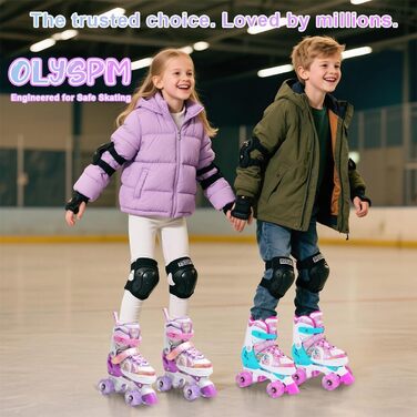Ролики для дівчаток та хлопчиків, ролики для дітей, регульовані ролики з 8 світлодіодними колесами, розміри S (EU28-31), фіолетові