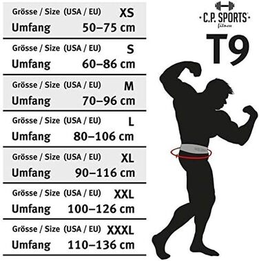 Пояс для пауерліфтингу C.P. Sports зі шкіри з пауер-застібкою, професійний тренувальний пояс для важкої атлетики, бодібілдингу та фітнесу, чорний, XXL (104-130 см)