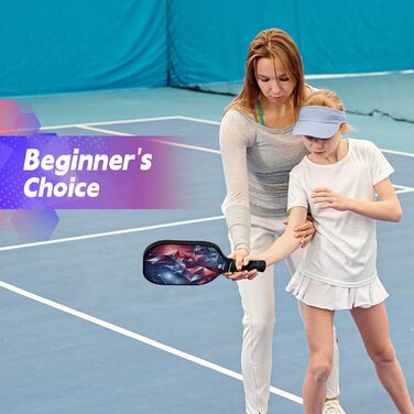 Набір ракет для піклболу Niupipo (2 шт.), фібергласова поверхня, поліпропіленовий сердечник, м'яка ручка, легкі, з сумкою (фіолетовий/чорний)