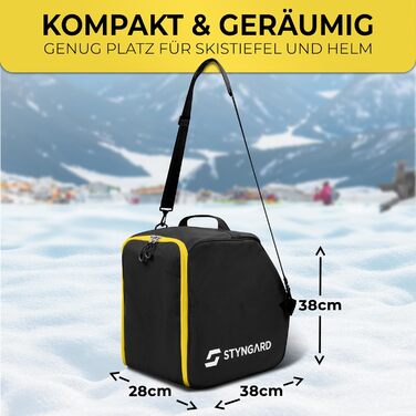 Чохол для лижних черевиків STYNGARD з відділенням для шолома та лижного спорядження, 40 л, модель Zermatt, чорно-білий (чорно-жовтий)
