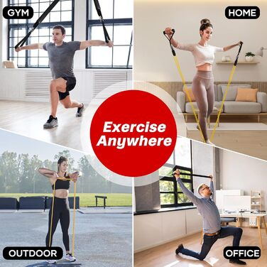 Набір еластичних стрічок для фітнесу Fokky Fitnessbänder: для силових тренувань, йоги, пілатесу. 5 стрічок, дверний анкер, захисні накладки, ручки.