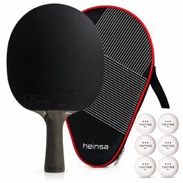 Ракетка для настільного тенісу Carbon Profi ITTF, чорна, з горіха, преміум-упаковка + 6 м'ячів (3 зірки)