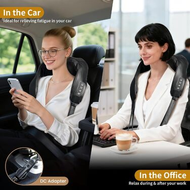 Масажер для шиї TISSCARE Shiatsu з підігрівом - електричний масажер для шиї, спини, плечей, ніг та ступнів. Глибокий масаж для розслаблення. Подарунок для батьків та партнерів, чорний