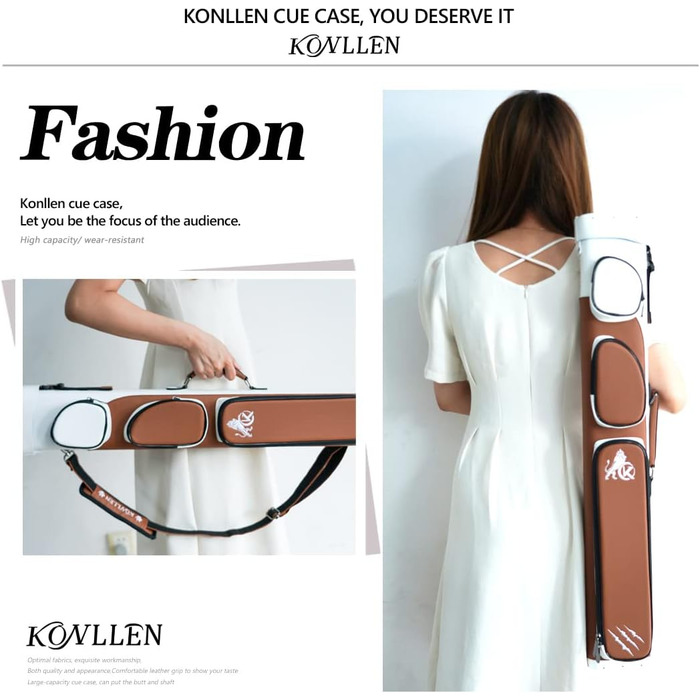 Чохол для більярдних куль KONLLEN, ручної роботи, 6 відділень, 2 кийки, 4 аксесуари, 6 кольорів, коричневий