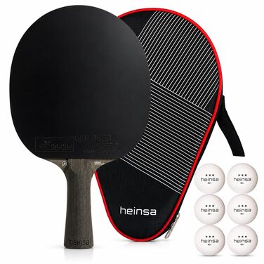 Ракетка для настільного тенісу Carbon Profi ITTF, чорна, з горіха, преміум-упаковка + 6 м'ячів (3 зірки)