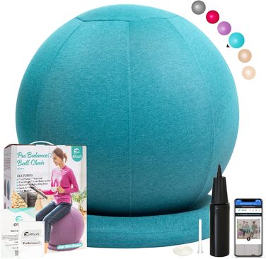 Гімнастичний м'яч ENOVI ProfiBalance з чохлом, Pezziball, офісний сідач, арктичний синій, 70-75 см