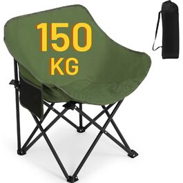 Складаний кемпінговий стілець HAUSPROFI (до 150 кг) з сумкою для перенесення, зручна спинка, для пікніка, риболовлі та відпочинку на природі (Зелений)