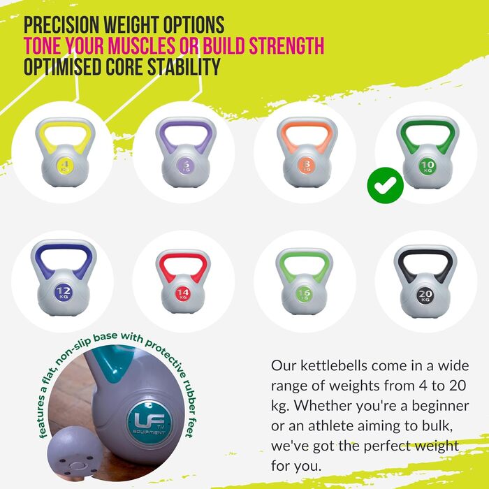 Гиря Urban Fitness Ufw0810 вінілова, зелена, 10 кг